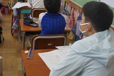 ◎4年理科　学力テストに取り組んでいます。